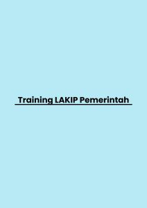 TRAINING LAKIP PEMERINTAH pelatihan LAKIP Pemerintah di jakarta